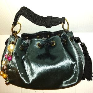 OOAK☆Vintage/Rare JUICY COUTURE Velour Tassel Side Cinch Shoulder bag/Y2K/Blue